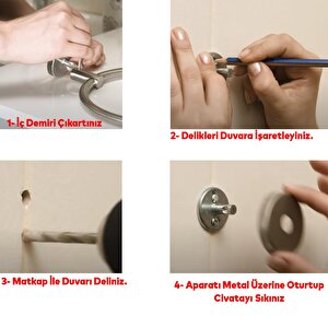 Metal Sağlam Aparat Vidalı Lavabo Banyo Wc Bez Havlu Çatal Askı Siyah Tuvalet Kağıtlık 3'lü Set