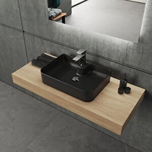 Mestola  Tezgah Üstü Lavabo Batarya Delikli, 50x35 Cm. ,mat Siyah