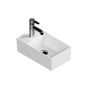 Plan Tezgah Üstü Kare Lavabo, 41 X 23 Cm. Beyaz
