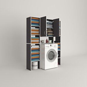 Çamaşır Makinesi Dolabı Avdotyamaksduble Gri 180*126*30 Banyo Arkalıksız Raflı