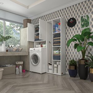 Çamaşır Makinesi Dolabı Veronikasüpürgemdf Byz 180*126*20 % 100 Mdf Full Mdf Banyo Arkalıksız Raflı