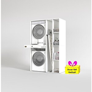 Çamaşır-kurutma Makinesi Dolabı Gutas Sağ Byz 187*120*60 Çekmeceli + Tekli Duvar Rafı Hediye
