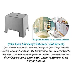 Çelik Ayna Lüx Banyo Taburesi Çok Amaçlı Tabure Antrasit-480