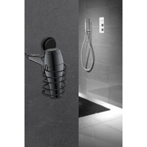 Okyanus Home Siyah Magic Fix Banyo Düzenleyici 3'lü Set-  İkili Askı - Wc Kağıtlık - Saç Kurutmalık Askısı
