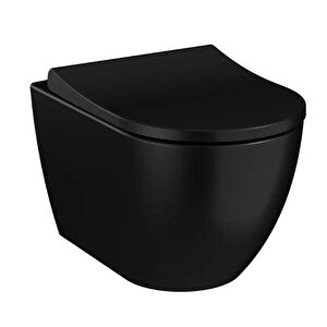 Vitra S60 Mat Siyah Kanalsız Asma + Mat Siyah Gömme Rezervuar + Slim Yavaş Kapanır Kapak