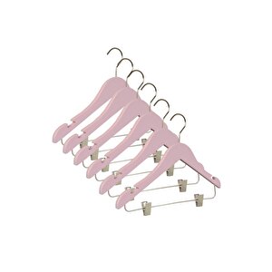 Ahşap 3-7 Yaş Mandallı Çocuk Askısı Pembe Renk 4 Adet