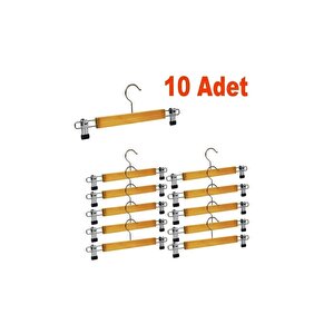 10 Parça 10 Adet Ahşap Askılık Mandallı Etek Askısı Elbise Askısı Etek Ahşap Metalik