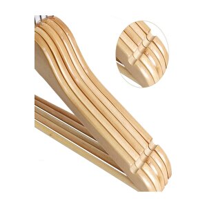 5 Li Paket Ahşap Askı Naturel Kıyafet Elbise Gömlek Ve Pantolon Askısı 5 Adet