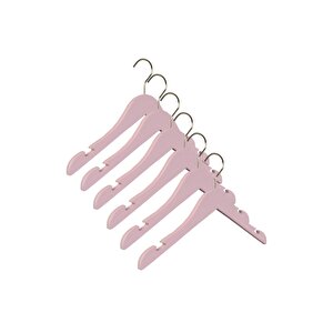 Ahşap 3-7 Yaş Çocuk Elbise Askısı Pembe Renk 32 Adet