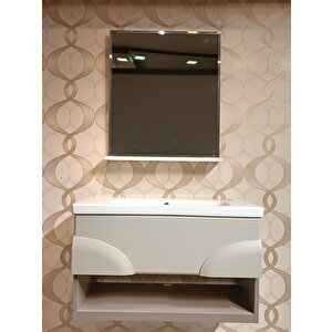 Dolphin 80cm Banyo Dolap Seti̇ Ayna Lavabo Dahi̇l  %100 Mdf Ürün