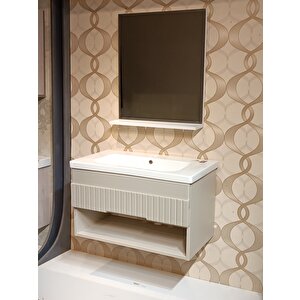 Tambur 80cm Banyo Dolap Seti̇ Ayna Lavabo Dahi̇l %100 Mdf Ürün