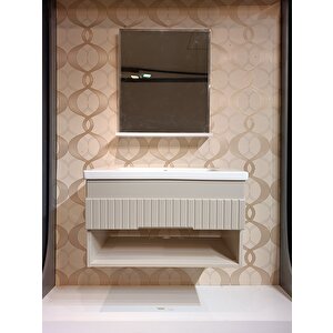 Tambur 80cm Banyo Dolap Seti̇ Ayna Lavabo Dahi̇l %100 Mdf Ürün