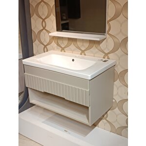 Tambur 80cm Banyo Dolap Seti̇ Ayna Lavabo Dahi̇l %100 Mdf Ürün