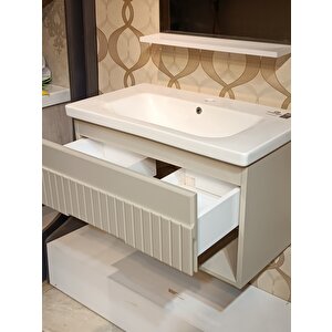Tambur 80cm Banyo Dolap Seti̇ Ayna Lavabo Dahi̇l %100 Mdf Ürün