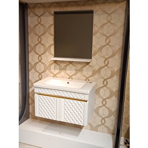 Baklava 80 Cm Banyo Dolap Seti̇    Lavabo  Ayna Dahi̇l % Mdf Monte Ürün