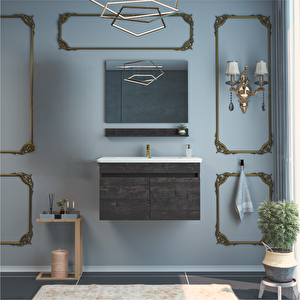 KLASS  80 CM  BANYO DOLABI LAVABO DAHİL AYNA DAHİL %100 MDF  Rabab Ney