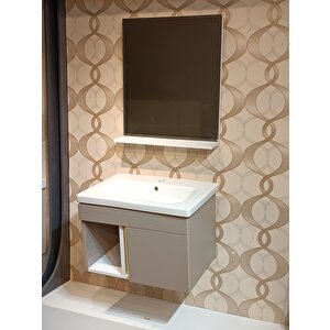 Hal 65 cm  Banyo Dolap Seti̇ gri kapı beyaz lavabvo ayna dahil %100 mdf dir