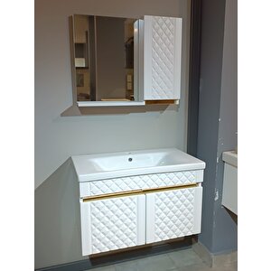 Baklava 65 Cm Banyo Dolap Seti̇    Lavabo  Ayna Dahi̇l %100 Mdf Monte Ürün