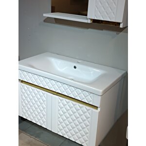 Baklava 65 Cm Banyo Dolap Seti̇    Lavabo  Ayna Dahi̇l %100 Mdf Monte Ürün
