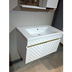 Baklava 65 Cm Banyo Dolap Seti̇    Lavabo  Ayna Dahi̇l %100 Mdf Monte Ürün