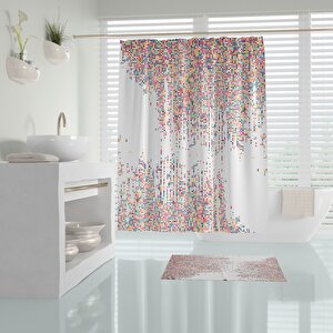 Tropik Dotted Banyo Duş Perdesi Tek Kanat 180x200