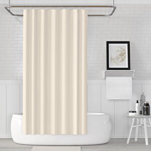 Banyo Perdesi 1x180x200 Tek Kanat Duş Perdesi Halka Hediyeli Duşakabin Perdesi 0010 Krem