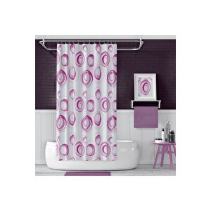 Banyo Perdesi 4954 P 2x110x200, Perde Borusu Askı Aparatı Köşe Boru Beyaz Hediyeli, Duş Perdesi Seti