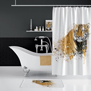 Zethome Tiger Banyo Paspas Ve Tek Kanat Duş Perdesi 1x180x200 Set