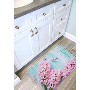 Zethome Lilac Banyo Paspas Ve Tek Kanat Duş Perdesi 1x180x200 Set