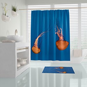 Tropik Jellyfish Banyo Duş Perdesi Tek Kanat 1x180x200