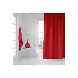 Banyo Duş Perdesi Kırmızı 120x200 Perde Borusu Askı Aparatı 90x130 Hediyeli