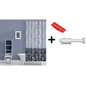 Banyo Duş Perdesi 2102 110x200 Perde Borusu Askı Aparatı 90x130 Hediyeli