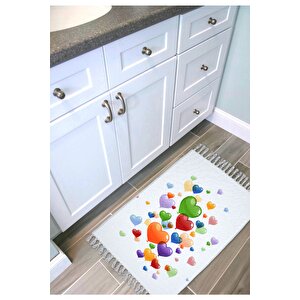 Zethome Heart Ballons Banyo Paspas Ve Tek Kanat Duş Perdesi 1x180x200 Set