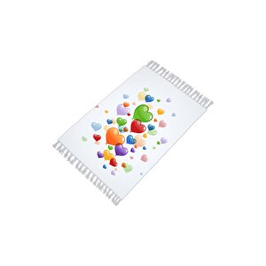 Zethome Heart Ballons Banyo Paspas Ve Tek Kanat Duş Perdesi 1x180x200 Set