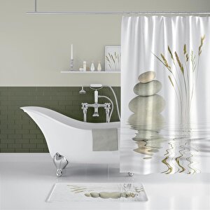 Zethome Stone And Reed Banyo Paspas Ve Tek Kanat Duş Perdesi 1x240x200 Set