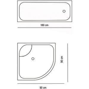 Zethome Spa Banyo Paspas Ve Tek Kanat Duş Perdesi 1x180x200 Set