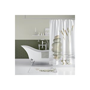 Zethome Stone And Reed Banyo Paspas Ve Tek Kanat Duş Perdesi 1x180x200 Set