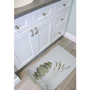 Zethome Stone And Reed Banyo Paspas Ve Tek Kanat Duş Perdesi 1x180x200 Set