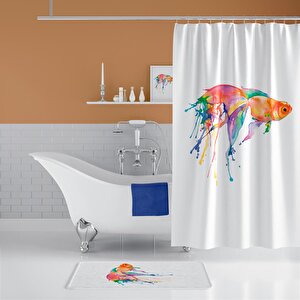 Gold Fish Banyo Paspas Ve Tek Kanat Duş Perdesi 1x180x200 Set