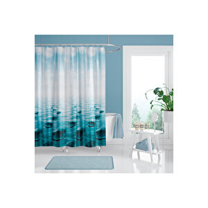 Banyo Duş Perdesi 5075 120x200 Perde Borusu Askı Aparatı 90x130 Hediyeli