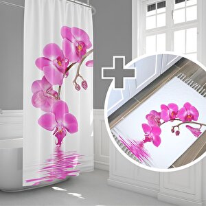 Orchid Banyo Paspas Ve Tek Kanat Duş Perdesi 1x180x200 Set