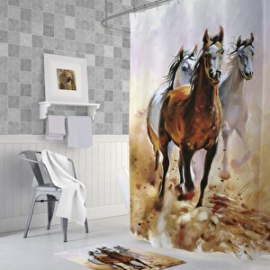 Tropik Horses Banyo Duş Perdesi Tek Kanat 1x180x200