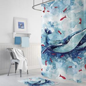 Tropik Whale Banyo Duş Perdesi Tek Kanat 1x180x200