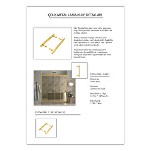 İskit Duşakabin 188 Cm 2 Sabit 2 Sürgü İki Duvar Arası  Aynalı Reflekte Cam Gold Profil 6mm 188 cm