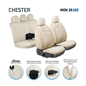 Lüx Yarı Deri Oto Koltuk Kılıfı Ön Arka Takım Chester Serisi Bej Bej