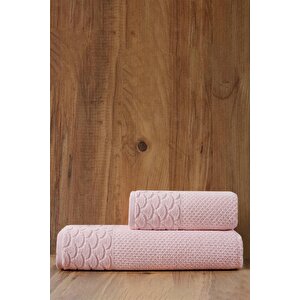 | Alana | Extra Yumuşak Pamuk Pirinç Örgü 2'li Havlu Seti Pembe