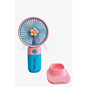 Taşınabilir Mini Fan Soğutucu Masa Üstü Vantilatör Usb Şarjlı Pratik Pembe