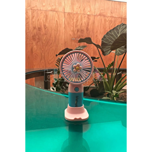 Taşınabilir Mini Fan Soğutucu Masa Üstü Vantilatör Usb Şarjlı Pratik Pembe