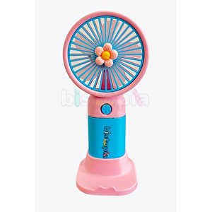 Taşınabilir Mini Fan Soğutucu Masa Üstü Vantilatör Usb Şarjlı Pratik Pembe
