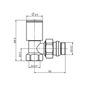 Radyatör Havlupan Vanası Köşe Tip 1/2'' Krom Kvn101